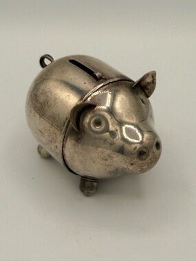 Vintage silver-plated piggy bank made by Napier.